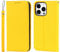 Cavor iPhone 14 Pro Case,Flip Genuine Leather Wallet Case,[4 Card Holders][Magnetic Closure][With Lanyard],Protective Phone Cover Case for iPhone 14 Pro - Yellow