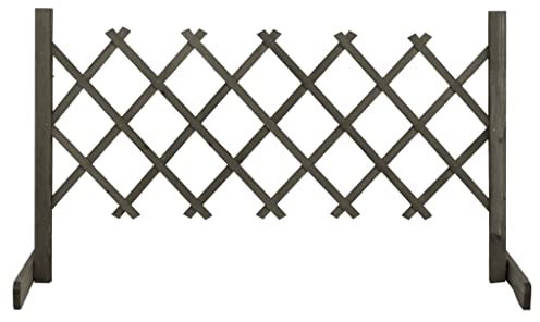 HOMIUSE Garten-Rankzaun Grau 120x60 cm Massivholz Tanne Türgitter Ohne Bohren Treppenschutzgitter Ausziehbar Absperrgitter Gartenzaun Holzzaun für Garten Schutz Privatsphäre Erweiterbares Design