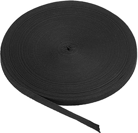 PATIKIL Baumwollband Baumwolle Gurtband 10mm x 45m, Schrägband Baumwoll Nahtband Köperband Saumband Einfassband Stoffband Webband zum Nähen für DIY Basteln Stricken Verpackungen, Schwarz