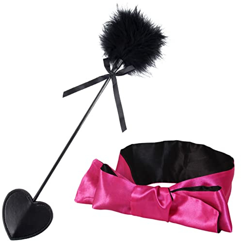 ANZII Deluxe Federkitzler, Liebes Feder Leder Flogger Peitsche Bondage Paddel Set Bettfesseln Sexspielzeug mit Rose Augenbinde Augenmaske