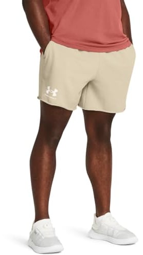Under Armour Herren UA Rival Terry 6in Shorts, Khaki Base-Onyx White, L