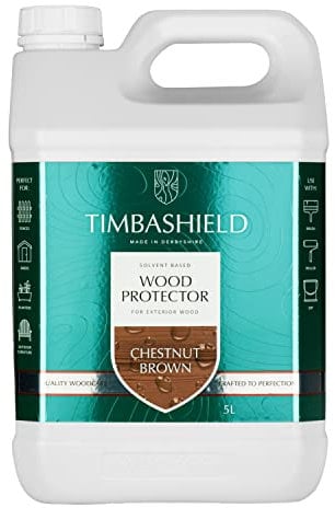 Timbashield - Solvent Based Wood Protector - Chestnut Brown - 5L - Wood Stain & Waterproof Protection - Protection from Dry-Film Fungal Growth - Treatment for Sheds, Fences & General Garden Furniture