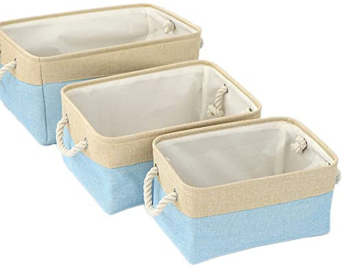 1 Stück Faltbare Aufbewahrungskiste ohne Deckel,Aufbewahrungsbox,dekorative Aufbewahrungsboxen aus Stoff mit Griffen zur Organisation von Regalen Schränken,31 x 21 x 13 cm,Blau