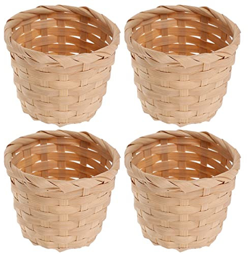 SEWACC Food Containers, Pack of 10, Mini Flower Baskets, Tiny Baskets, Portable Shelves, Mini Craft Baskets, Mini Picnic Baskets, Mini Straw Baskets, Small Farmer Basket, Wedding, Wooden Basket