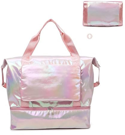 Weekender Duffel Sport Gym Bag Overnight Travel Duffle Bags with Shoe Compartment Wet Pocket, U1-Pearlescent Pink, Einheitsgröße
