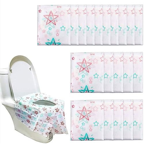 20Piezas Cubiertas Desechables WC de Impermeable, Envasado Individualmente, Fundas de Asiento de Inodoro Desechables de Portátil para Hospital, Hotel