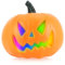 com-four® Kürbis mit LED-Beleuchtung - Halloweenkürbis als Hauseingangs- und Fensterdekoration - großer Kunststoff-Kürbis mit Grusel-Fratze - Horror-Pumpkin mit 6 Beleuchtungsmodi (Orange - 22cm)