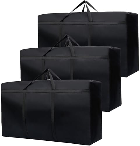SUOHINAO 3er Pack 180L Umzugskartons Groß, Wasserdicht Aufbewahrungstasche für Bettdecken, Reisetasche Groß für Kleidung, Bettzeug, Wäscherei