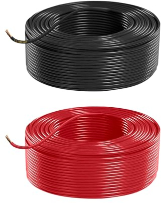 Fahrzeugleitung Anhängerkabel Rund Kabel Set rot und schwarz als Ring FLRY B 0,75 1,0 1,5 2,5 mm² 1-adrig 6-24 Volt KFZ Auto (1,00 mm², 20 Meter)