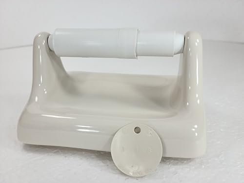 Porte-papier toilette en céramique amande beige avec support mural Thinset Vintage milieu du siècle moderne rétro