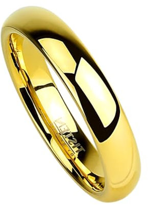 Paula & Fritz® Ring Damen Gold TISTEN Titan-Wolfram Größe 67 (21,3) 4-mm Ring-Breite Partnerring Ehering Herren-Ring Kuppelring Glänzend Poliert