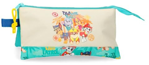 Paw Patrol Pawsome Vibes Federmäppchen mit 3 Fächern, Blau, 22 x 12 x 5 cm, Polyester, L, blau, Dreifachmäppchen