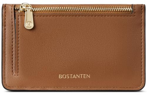 BOSTANTEN Geldbörse Damen, Kleiner Portemonnaie RFID Schutz, PU Leder Kreditkartenetui, Geschenke für Frauen Geldbeutel Slim Wallet,Braun
