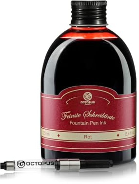 Octopus Fluids Lot de 250 ml d'encre classique pour stylo plume et convertisseur d'encre, encre de qualité supérieure pour stylo plume et plumes Rouge