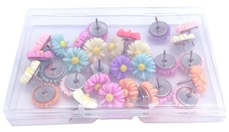 Résine colorée Rose Petite Fleur Punaise Tableau en liège Punaise Fleur fleurons colorés Photo caractéristique Conseil pour Bureau ou décoration intérieure Outils de Bijouterie (B, One Size)