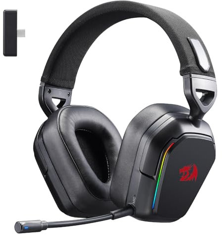 Redragon H868 3-Modus Wireless RGB Gaming Headset, 7.1 Surround Sound, 40 mm Treiber, Leder-Schaum Ohrpolster, Geräuschunterdrückendes Mikrofon, Over-Ear Kopfhörer für Handy, PC/PS5/XBOX/NS