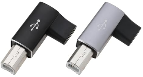 EMSea 2 Stück MIDI-Adapter USB-C-Buchse auf MIDI-Stecker USB-C-Buchse auf MIDI 90-Grad-Adapter Kompatibel mit Druckern MIDI E-Pianos Synthesizern USB-Mikrofonen