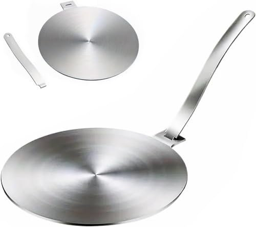 24cm Induction Hob Heat Diffuser Ring Plate, Induction Adapter Plate with Detachable Handle, 24cm Stainless Steel Heat Diffuser Simmer Ring Plate, Heat Diffuser Conduction Plate for Electric Gas Stove