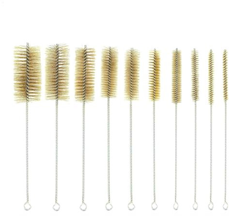 10 Stück Messing Rohrbürste Set, Drahtbürste Rund, Rohrreinigungsbürste, 8/10/15/20/25/30/35/40/45/50mm Messing Zylinderbürste,für Rohrrohr Zylinder Bohrungen Reinigung Handwerkzeug