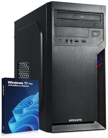 HYPER BYTE® Office PC – Computer mit Іntеl Quad Core i7 mit 3,9 GHz | 16 GB RAM | 512 GB SSD Festplatte | Win 11 Pro | WLAN | DVD+RW | USB 3.0 | High End Office Tower-Pc