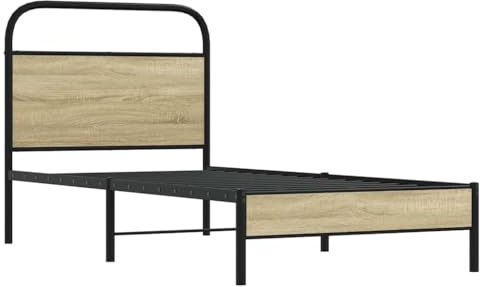 vidaXL Bettgestell ohne Matratze 75x190 cm Sonoma-Eiche Holzwerkstoff, Bettrahmen, Bett, Einzelbettrahmen, Schlafzimmermöbel, Einzelbett