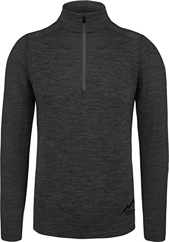 normani Herren Premium Merino Outdoor Langarm-Shirt Longsleeve mit Reißverschluss, 100% Merinowolle Pullover mit 1/4 Zip Farbe Anthrazit Größe XL/54