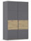 Rauch Möbel Oxford, Schiebetürenschrank, 2-türig, Zubehör Premium, 4 Einlegeböden, 1 Schubkasteneinsatz, Türdämpfer, Farbe Grau metallic/Eiche Artisan, Holz, Schwarz, 131x210x59cm