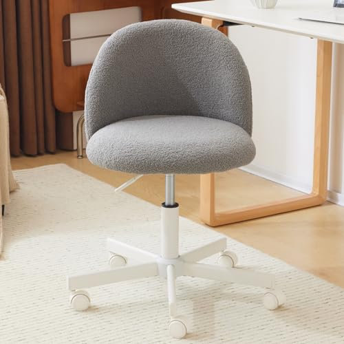 Bonnlo Comfy Small Office Chair with Wheels Desk Vanity Chair Modern Swivel Dressing Table With Adjustable Height for Home Office, Bedroom, Dressing Room (Sophisticated Grey)