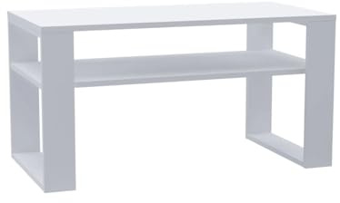 Bracia Mebelek Couchtisch Holz – Wohnzimmertisch Weiß - Tisch Wohnzimmer – Sofatisch 100x50 – Moderner Holztisch mit zusätzlicher Ablagefläche