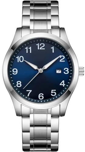 Tyme Zurich Herren Uhr Analoge Quarz mit Datum 30 m wasserdicht Casual Armbanduhr für Männer mit Edelstahl Armband Herrenuhr in Geschenkbox