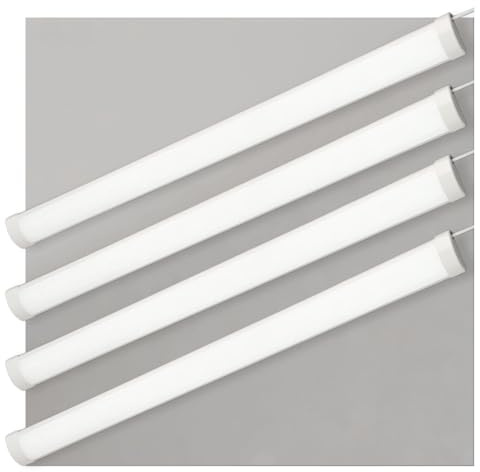 LED Light Batten 4FT (Pack of 4) Integrated LED Ceiling Light 4FT 115cm | 3550lm 6500K Cold White Wall Ceiling Mount for Garage Kitchen Office Cellar Shop Basement Warehouse Shed