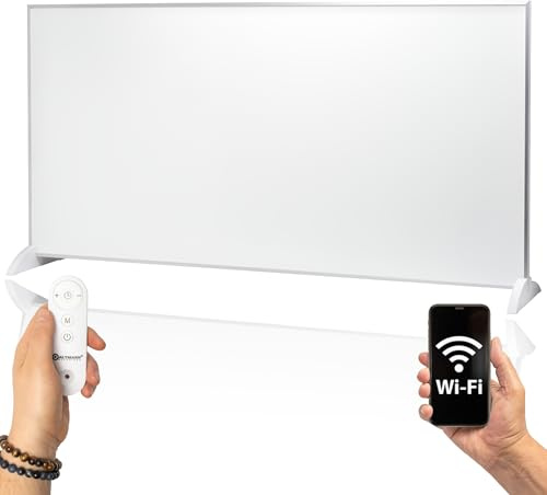 Kaltmann Infrarotheizung mit WiFi TUYA & Fernbedienung | Elektrisches Heizpanel für Wohnzimmer oder Büro | Wand- oder Standgerät | Energiesparend, Thermostat, Timer, Alexa/Google kompatibel (720 W)