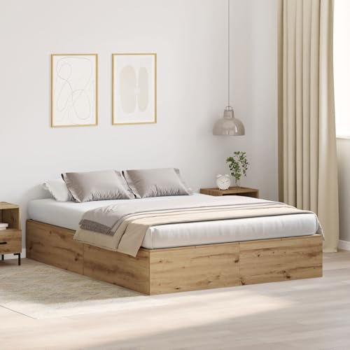 SKTQYQO Boxspringbett aus handwerklicher Eiche Mehrzweckbettrahmen Multifunktionales Bett Geeignet für Hotels und Studios 150x200cm