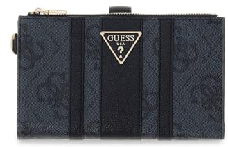 GUESS Geldbörse Laurel II SLG Double Zip Organizer Coal Logo dunkelgrau