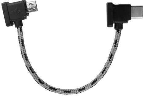 wellrun Type-C to Micro USB 15cm/5.91 Remote Controller Cable for Mavic Mini,Mavic Pro,Mavic Air,Spark,Portable 90° Right Angle Data Charging Cord for Most Drones