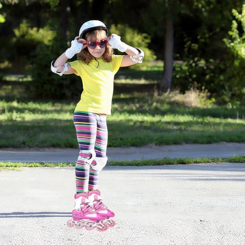 Inline Skates für Kinder und Erwachsene,Kinder Inliner, Kids-Inliner verstellbare Inline-Skates für Erwachsene und Jugendliche, Renndesign für Damen Herren Größe M – Rosa（32-37）