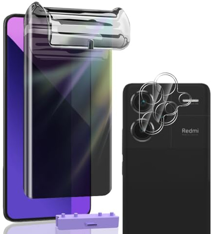 Rniidaaz 1+2 Piezas privacidad Protector de Pantalla para Xiaomi Redmi Note 13 Pro Plus 5G, Autocuración Film Flexible Protector y Cristal Templado de Cámara, Anti-Arañazos, Antihuellas