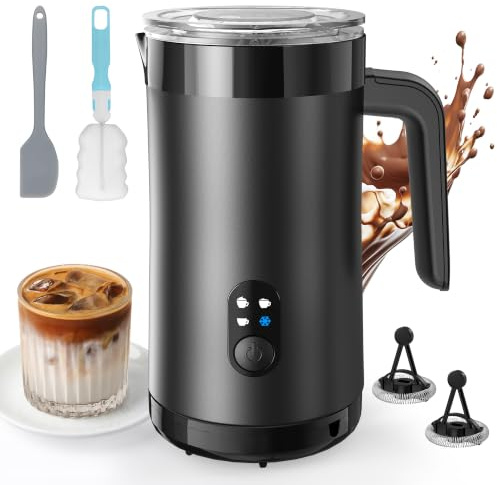 PARIS RHÔNE Milchaufschäumer Elektrisch 400ml, 4-in-1 Milchschäumer Kalt- & Heißschaum für Latte, Cappuccino & Macchiato, Edelstahl, Silent-Motor, Auto-Abschaltung