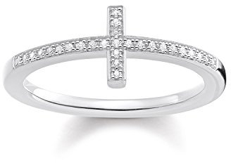 Thomas Sabo Damen-Ring Kreuz 925 Silber Diamant (0.2 ct) weiß Gr. 54 (17.2) - D_TR0028-725-14-54