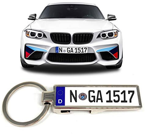 SaphirDesign Schlüsselanhänger Kennzeichen Auto mit Wunschkennzeichen mit Flaschenöffner | Mini Kennzeichen Schlüsselanhänger KFZ personalisiert Anhänger Schlüssel | Autoschlüsselanhänger SA-08