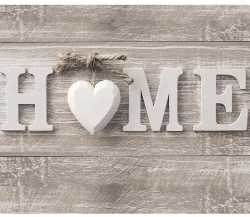 decomonkey Fototapete Home Haus 400x280 cm XXL Design Tapete Fototapeten Vlies Tapeten Vliestapete Wandtapete moderne Wand Schlafzimmer Wohnzimmer Holz Herz Vintage