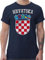 T-Shirt Herren - Fußball EM WM - Kroatien Wappen Hrvatska Krotatisch - L - Navy Blau - Croatia Trikot Fussball Shirt männer Europameisterschaft Croatian Tshirt Kroatien-Trikot fussballtrikot