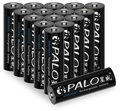CITYORK Lot de 16 Piles Rechargeables AA, 600mAh Piles Rechargeables Ni-MH pour Lampes Solaires Extérieures, Lampes pour allées, Guirlandes Lumineuses (l'apparence Peut Varier)