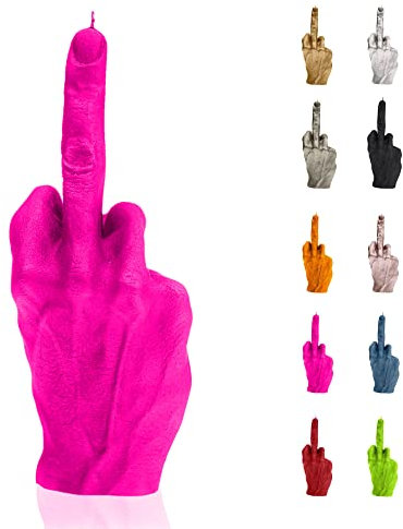 Candellana Kerze in Form eines Mittelfingers | FCK | Höhe: 20 cm | Dunkelrosa | Brennzeit 30h | Kerzengröße gleicht 1:1 einer realen Hand | Handgefertigt in der EU, 222x77x85 mm