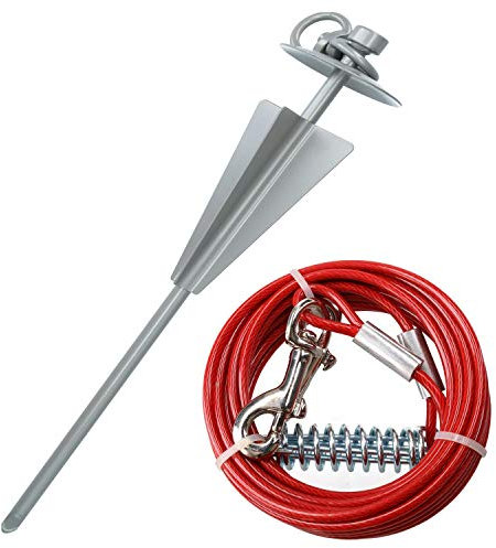 Extra Strong Dog Stake Out Spike & 10ft Weather Resistant Tie-Out Cable