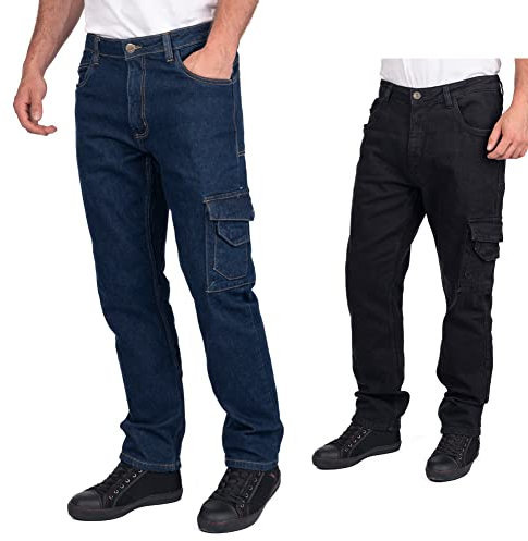 Lee Cooper LCPNT239 Vêtements de travail pour hommes Sécurité Jean de charpentier extensible Pantalon de travail, Bleu Clair, 36W / 31L