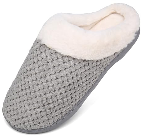 Mishansha Ciabatte da Casa Invernali Donna Uomo Morbida Memory Foam Caldissime Chiuse Pantofole,Grigio,40/41 EU