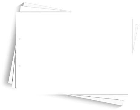 50 x Extra Blätter Fotokarton 300g/qm gelocht DIN A4 quer 297 x 210 mm - Weiß