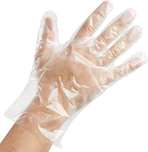 Clear Plastic Gloves for Cooking, L size Cleaning - 100 pcs Disposable Polyethylene Gloves for Food - Latex Free Gloves - Clear Food Prep Gloves - Food Handling Gloves