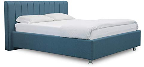 ES Design 08 Polsterbett Antony mit 5 Jahren Garantie, EIN hochwertiges Bett, Lattenrost und Stauraum (Blau, 180 x 200 cm)